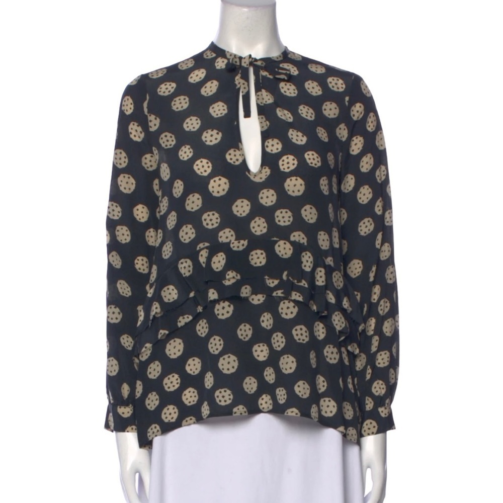 RACHEL COMEY 100% Silk Tied Neck Blouse